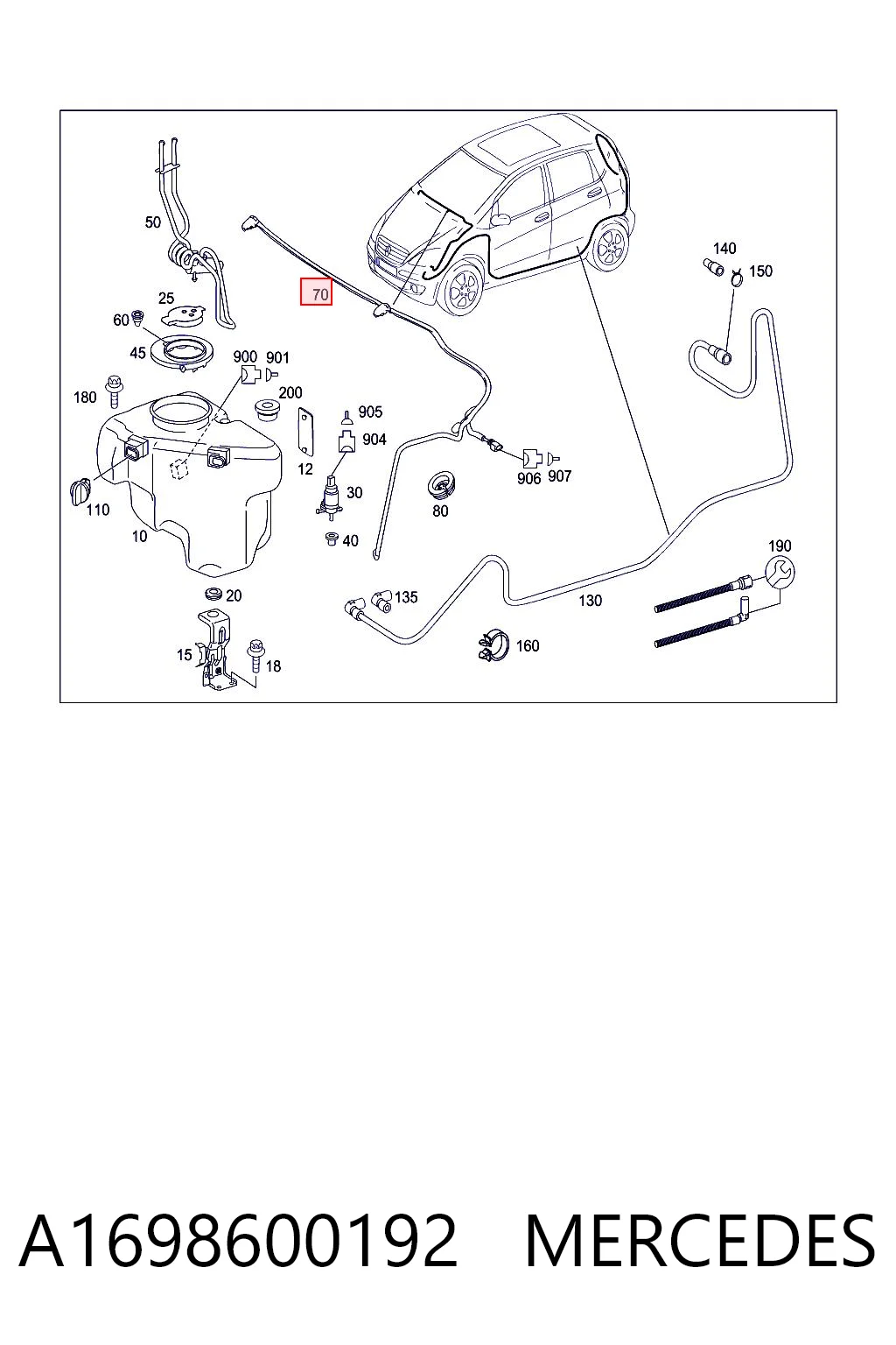 A1698600192 Mercedes Шланг омивача лобового скла