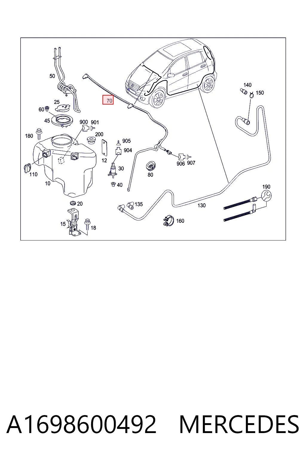 A1698600492 Mercedes Шланг омивача лобового скла