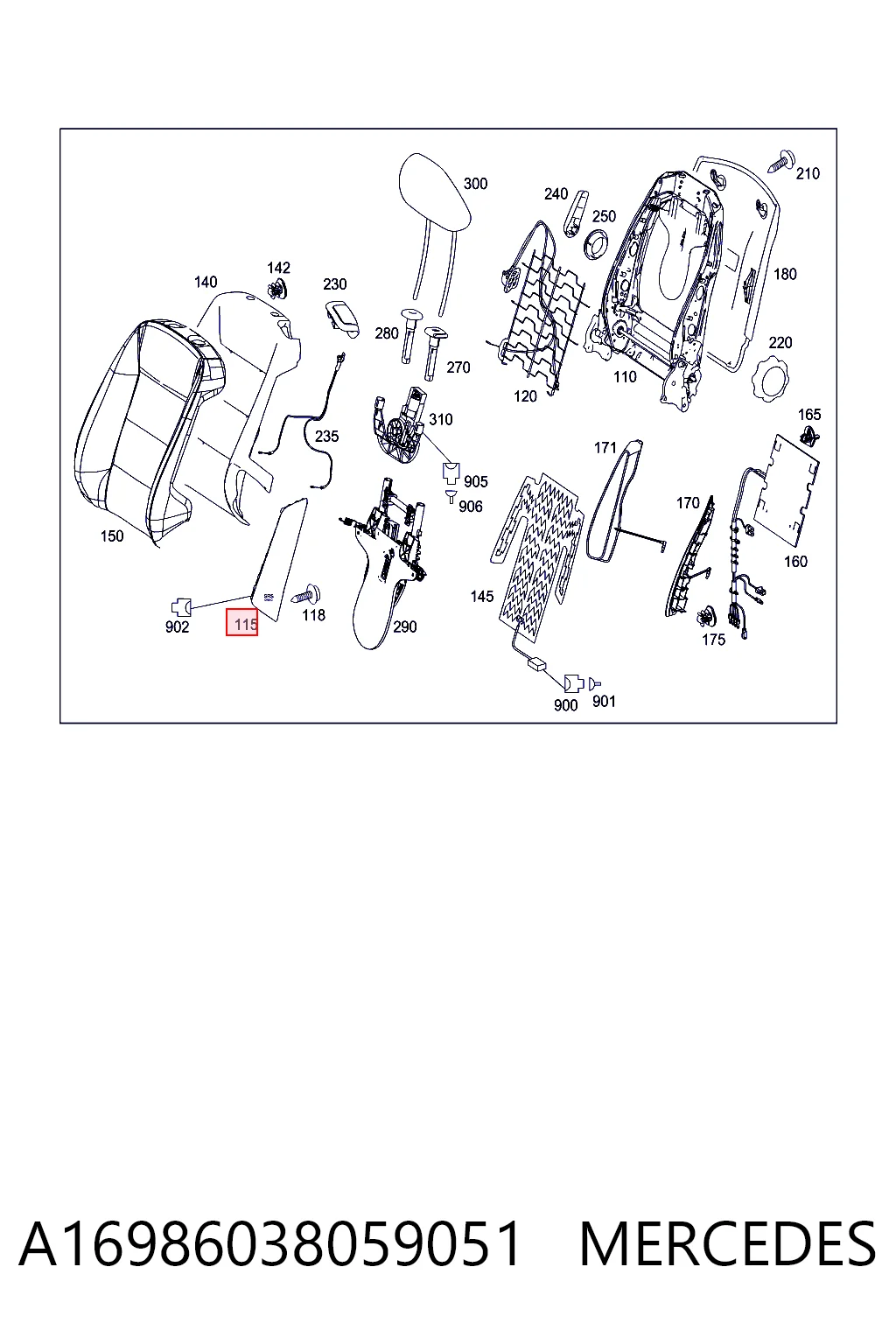 A1698603805 Mercedes Подушка Айрбег спинки сидіння правого