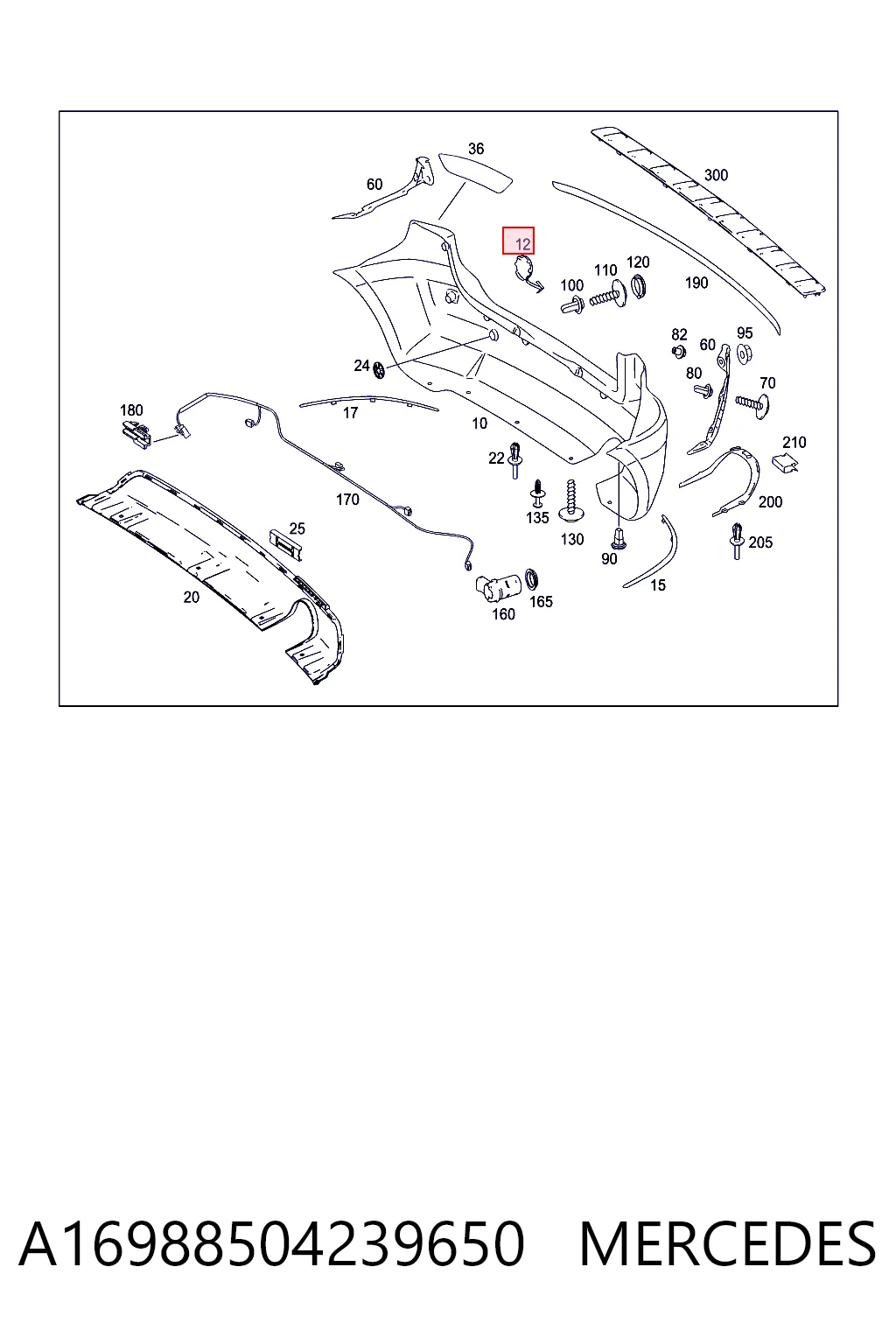 A16988504239999 Mercedes Заглушка бампера буксирувального гака, задня