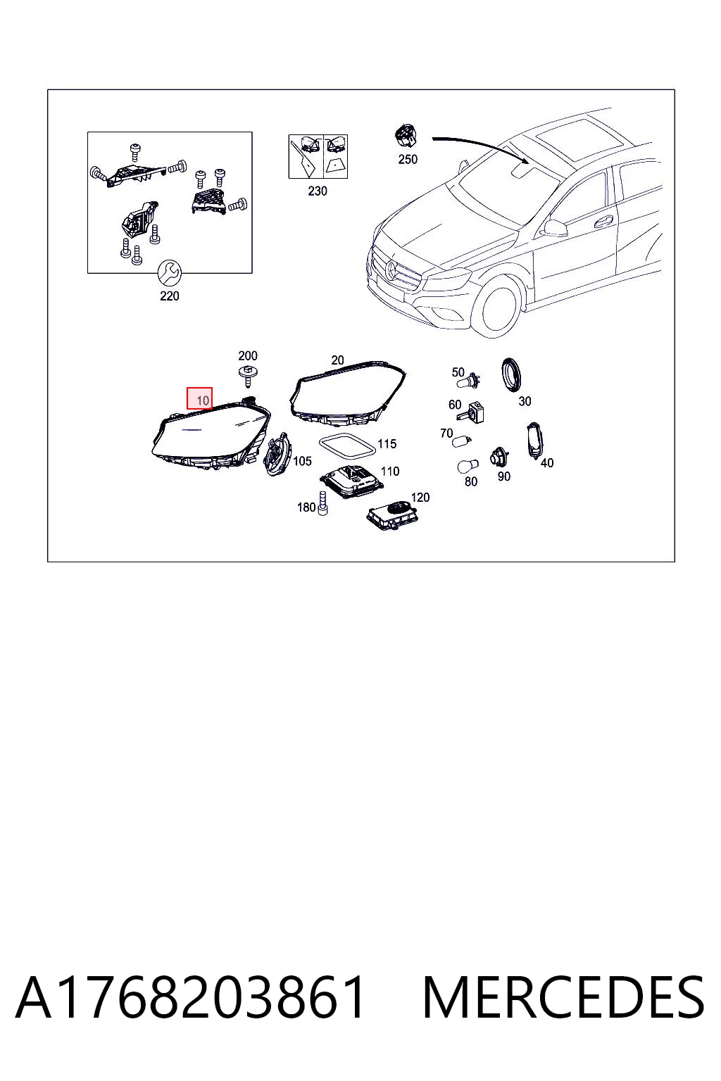 A1768203861 Mercedes Фара дальнього світла в зборі