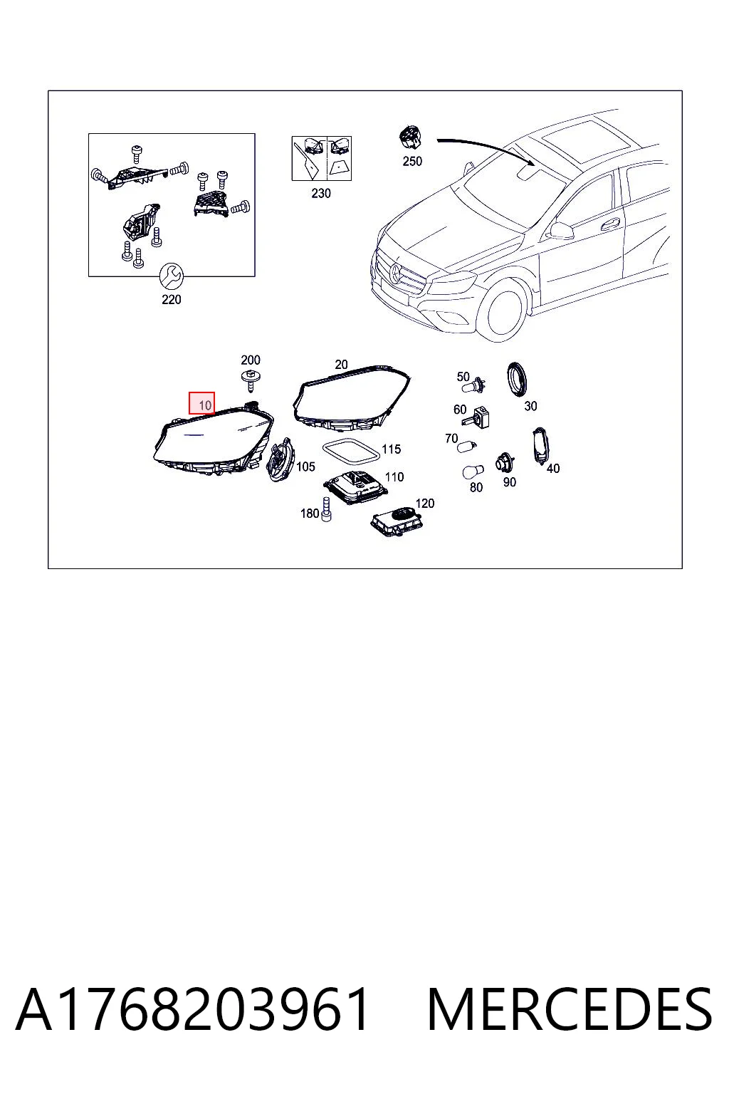 A1768203961 Mercedes Основна фара - вставка