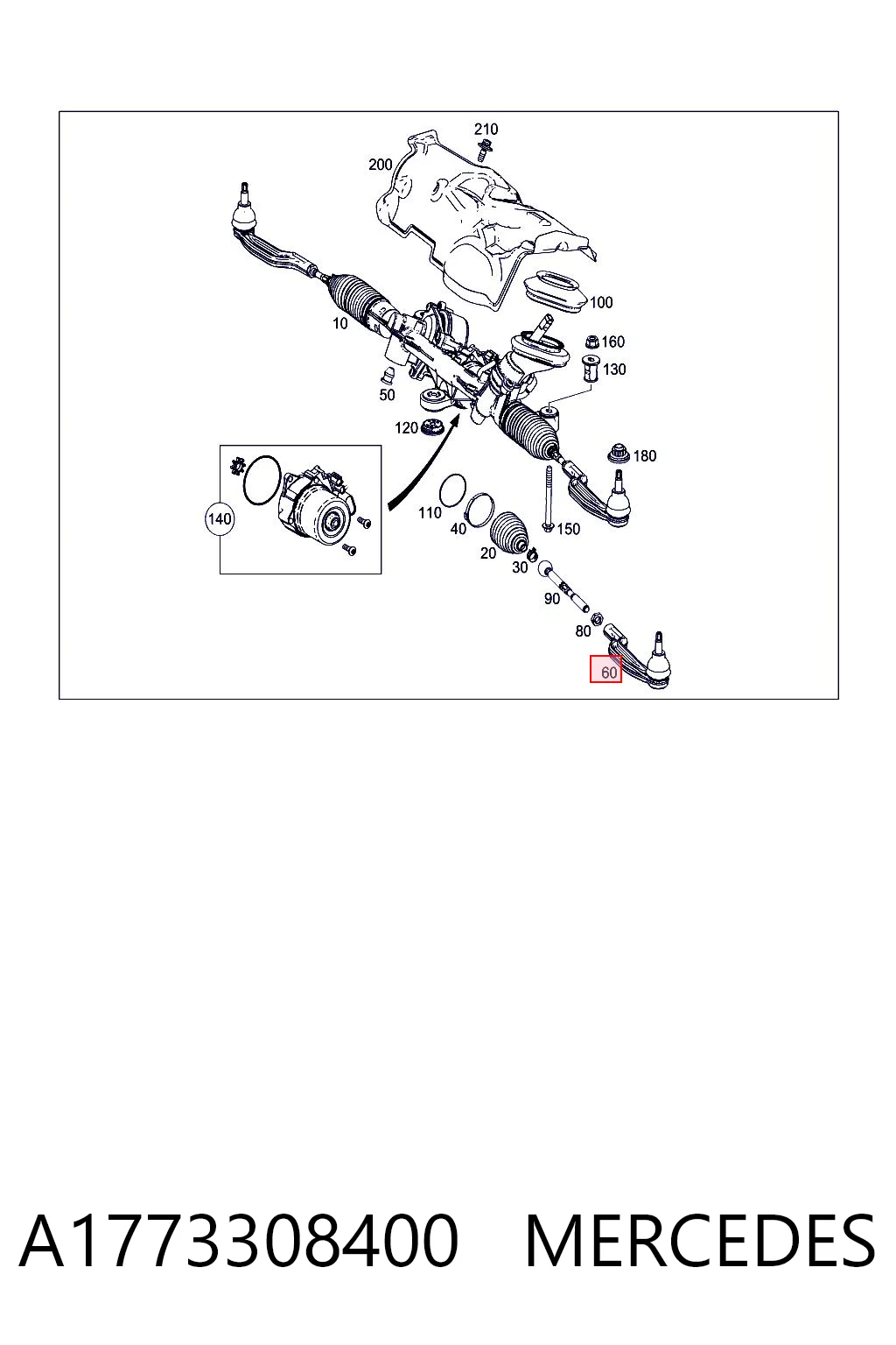 A1773308400 Mercedes Зовнішній наконечник рульової тяги