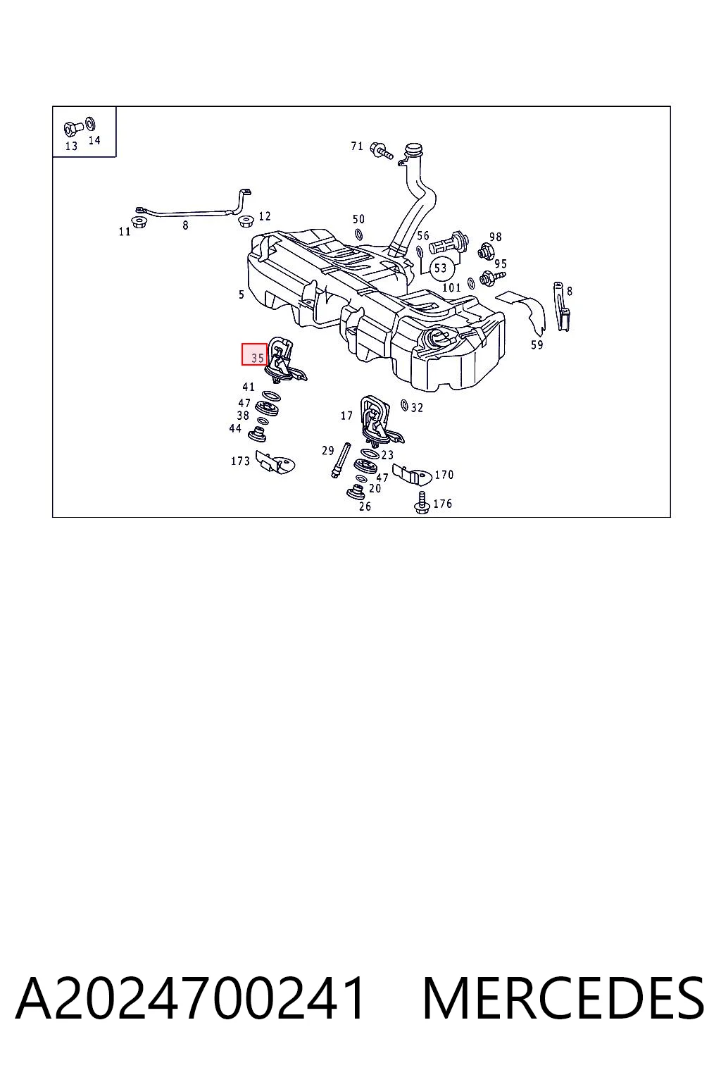 A2024700241 Mercedes Датчик рівня палива в баку, правий