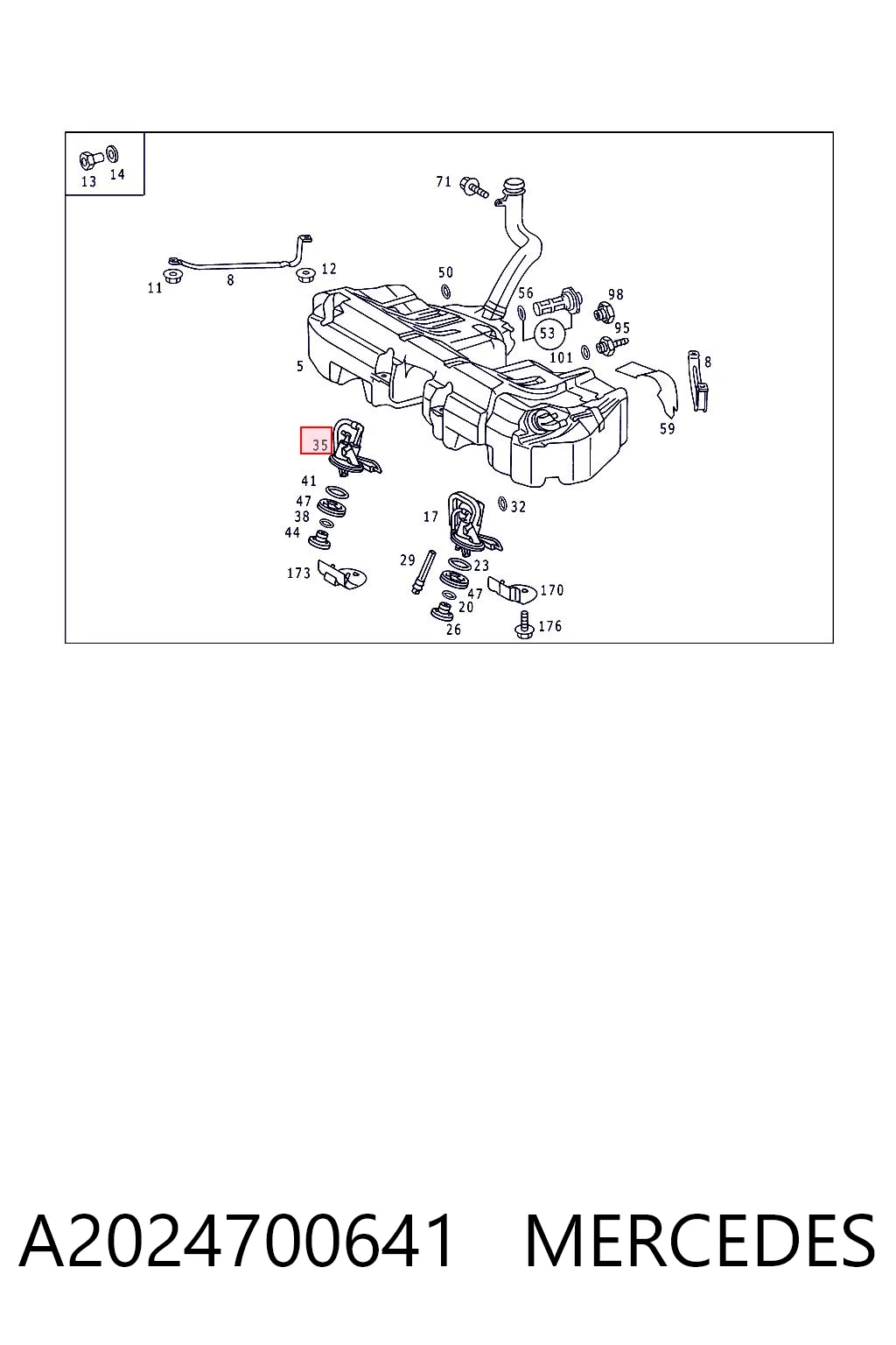 A2024700641 Mercedes Датчик рівня палива в баку, правий