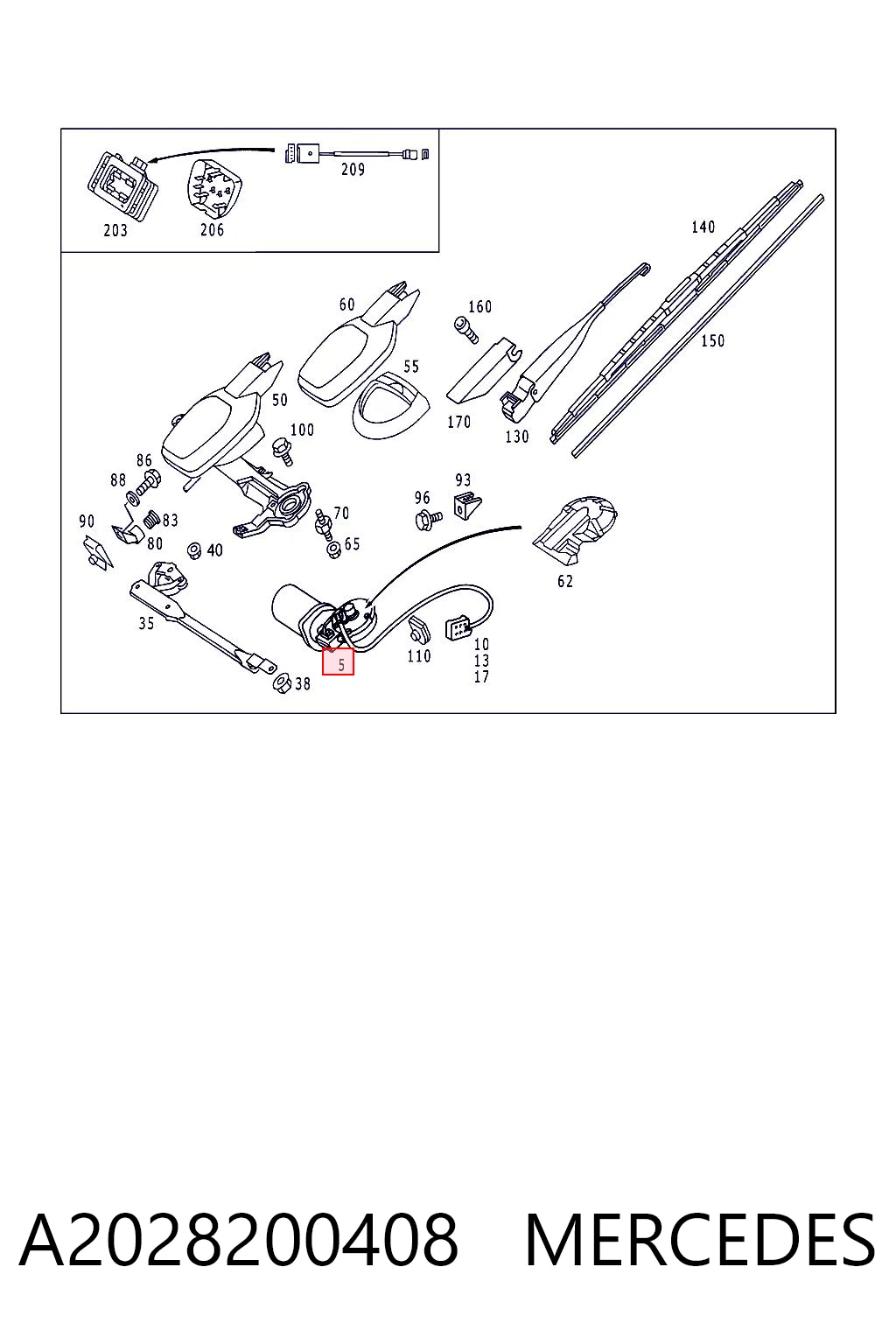 A2028200408 Mercedes Мотор склоочисника скла (трапеції)