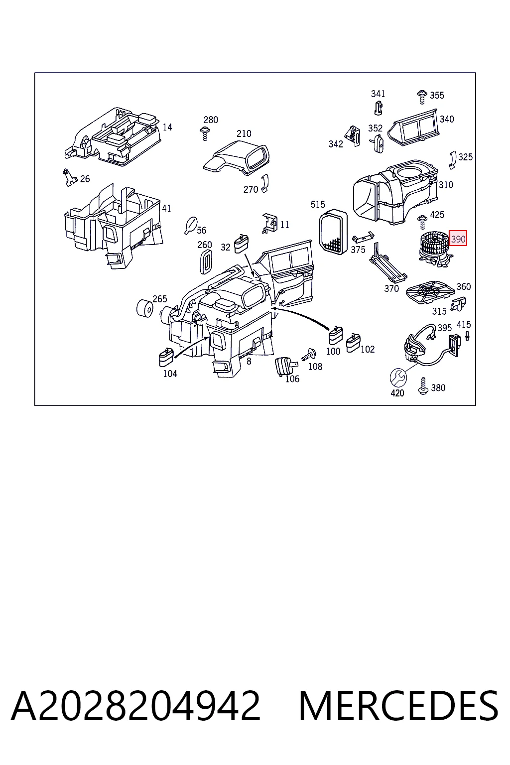 A2028204942 Mercedes Електромотор пічки