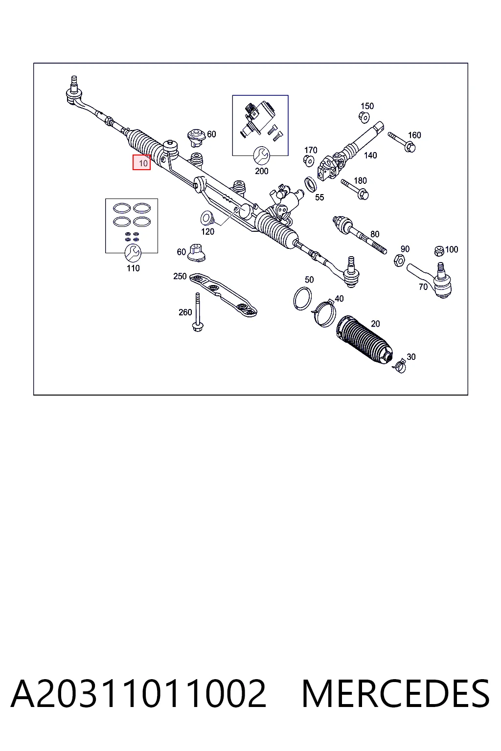 A20311011002 Mercedes Рейковий рульовий механізм