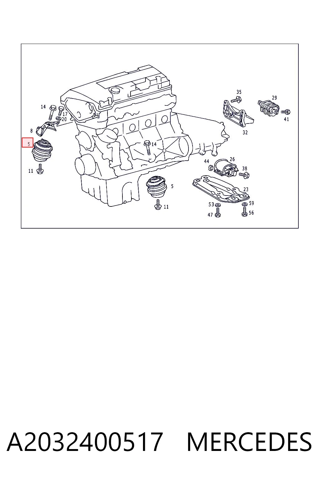 A2032400517 Mercedes Подушка (опора) двигуна, ліва/права
