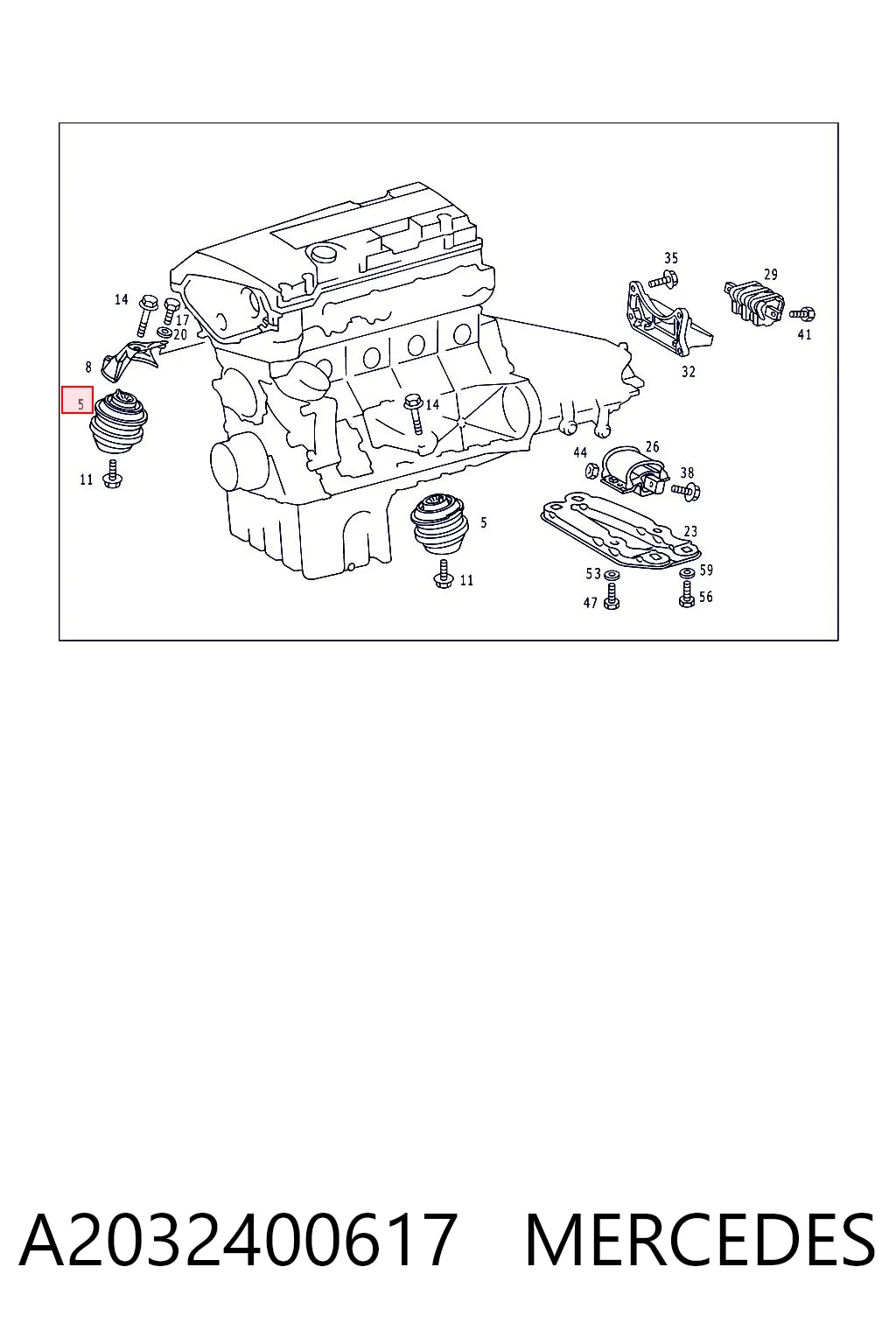 A2032400617 Mercedes Подушка (опора) двигуна, ліва/права