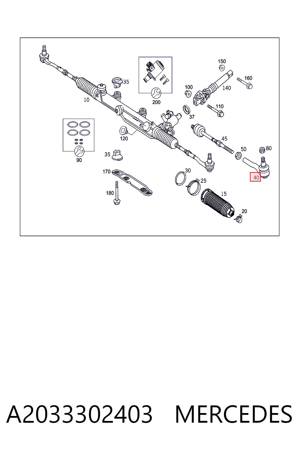 A2033302403 Mercedes Зовнішній наконечник рульової тяги