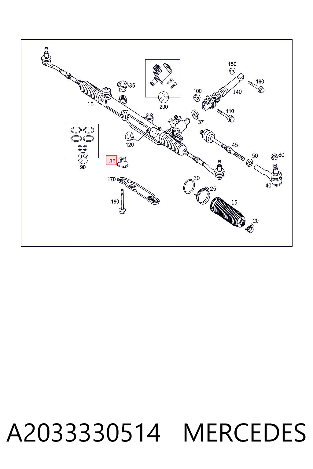 A2033330514 Mercedes Втулка кріплення кермової рейки