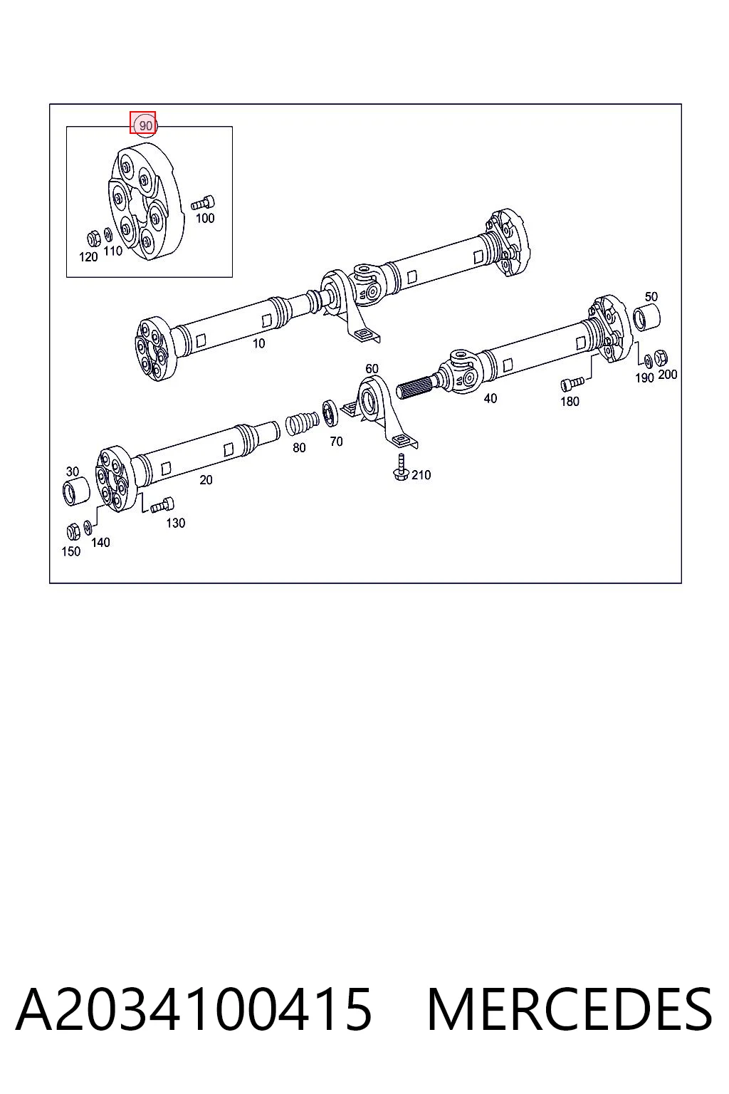 A2034100415 Mercedes Гумова пружна муфта кардана передня