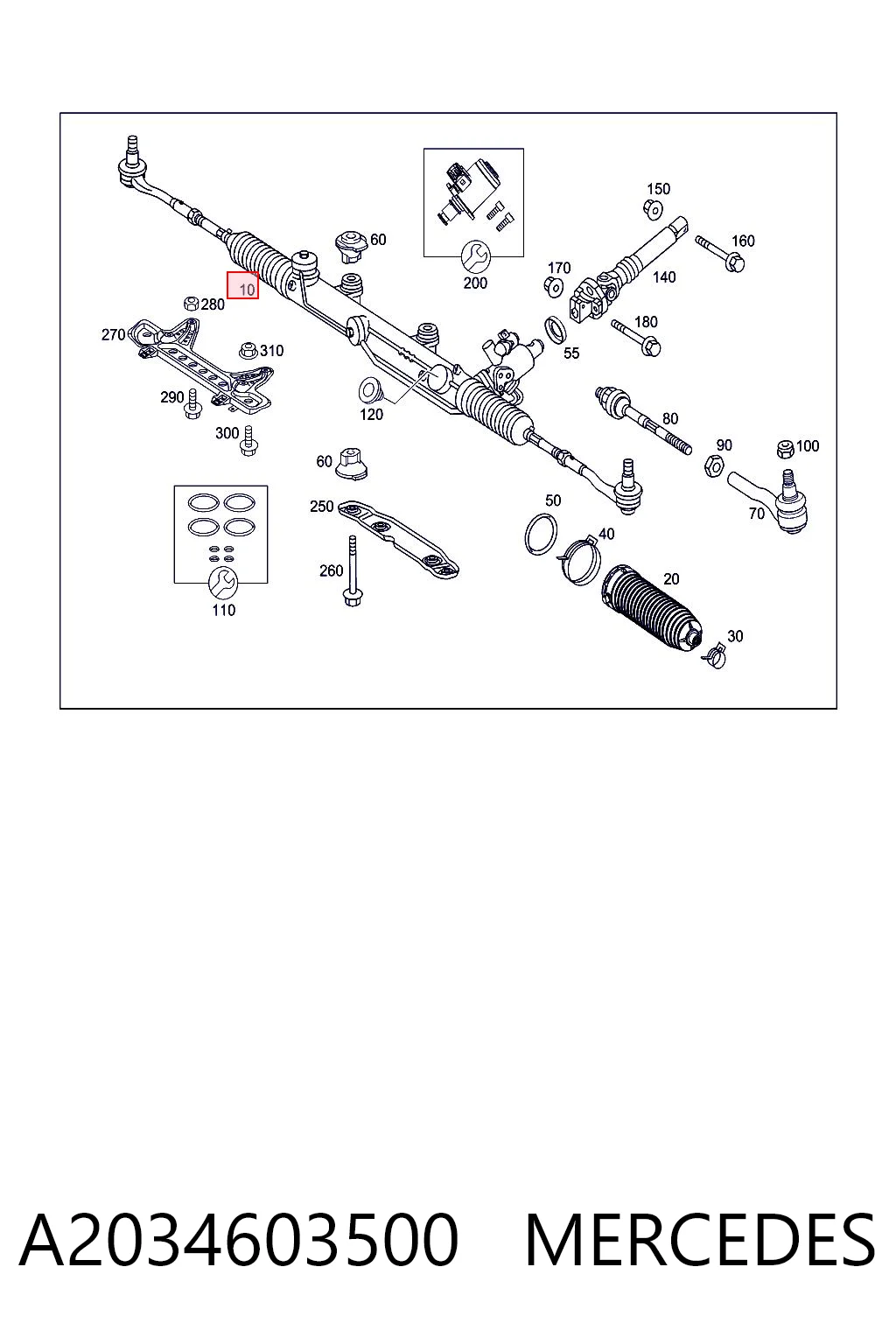 A2034603500 Mercedes Рейковий рульовий механізм