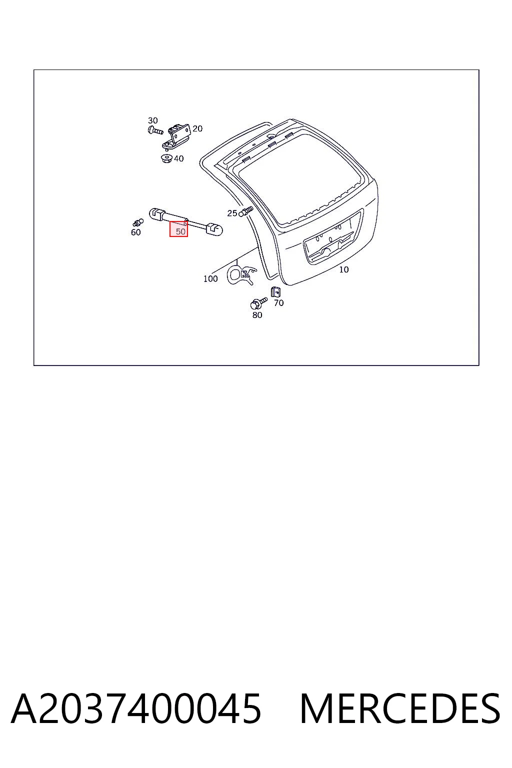 A2037400045 Mercedes Амортизатор кришки багажника / двері 3/5-ї задньої