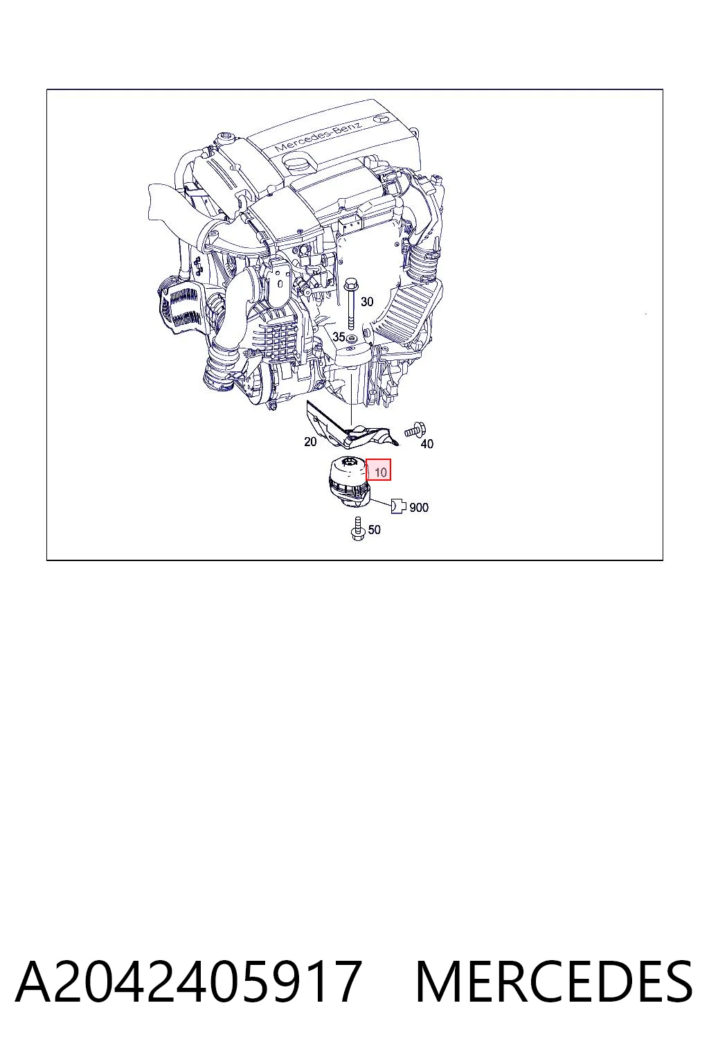 A2042405917 Mercedes Подушка (опора) двигуна, права передня