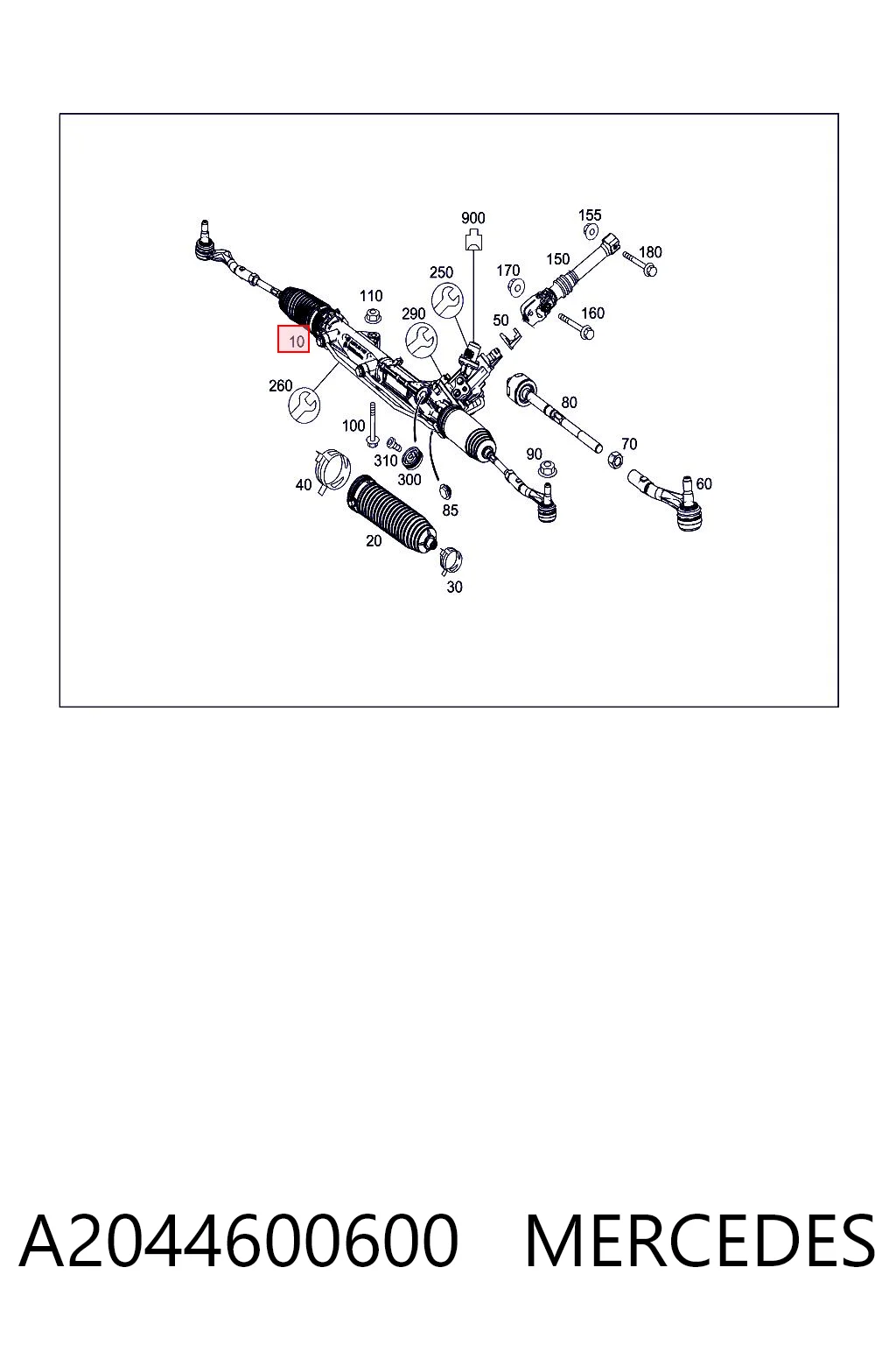 A2044600600 Mercedes Рейковий рульовий механізм