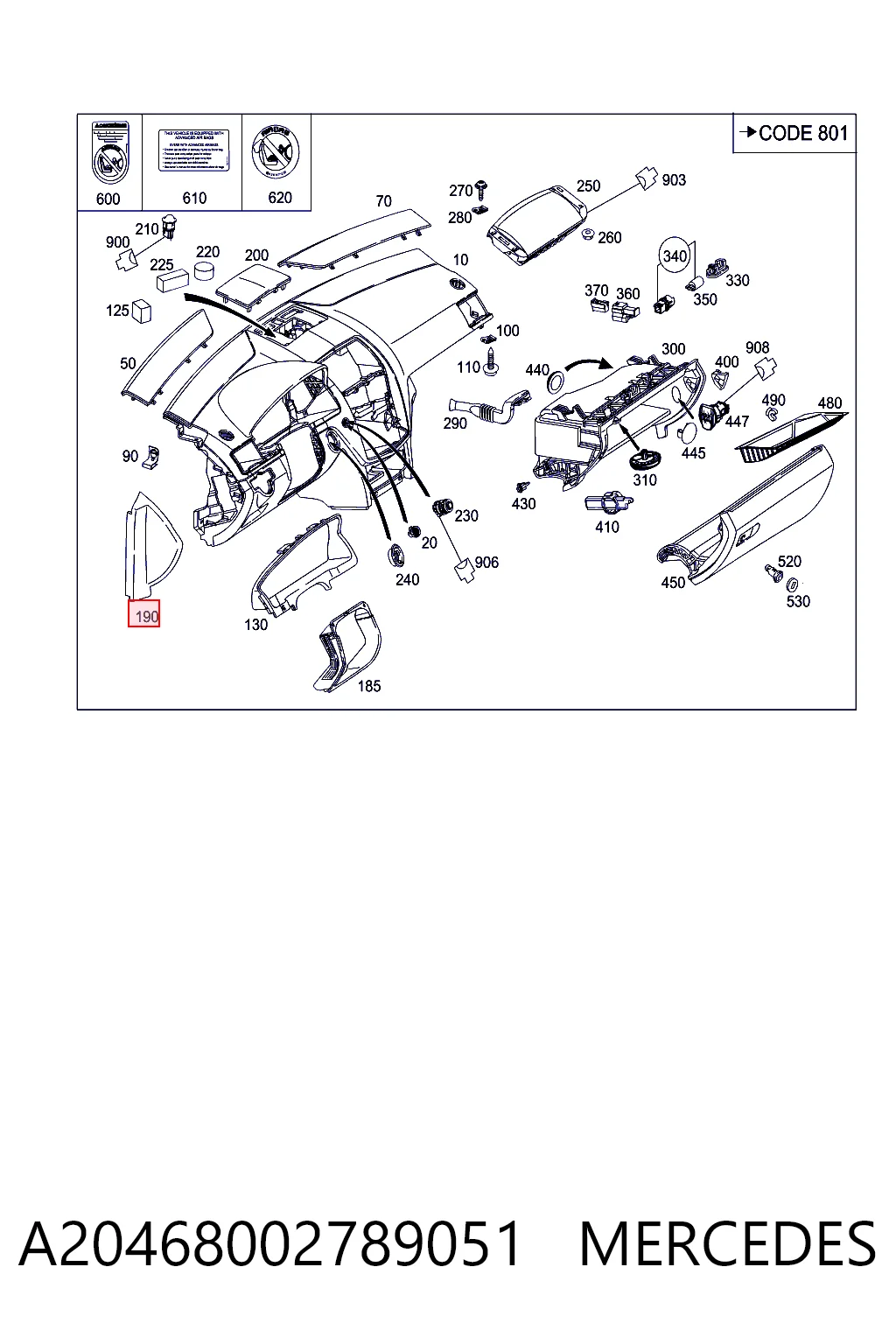  Mercedes A2046800278 ціна, від 12.70 USD