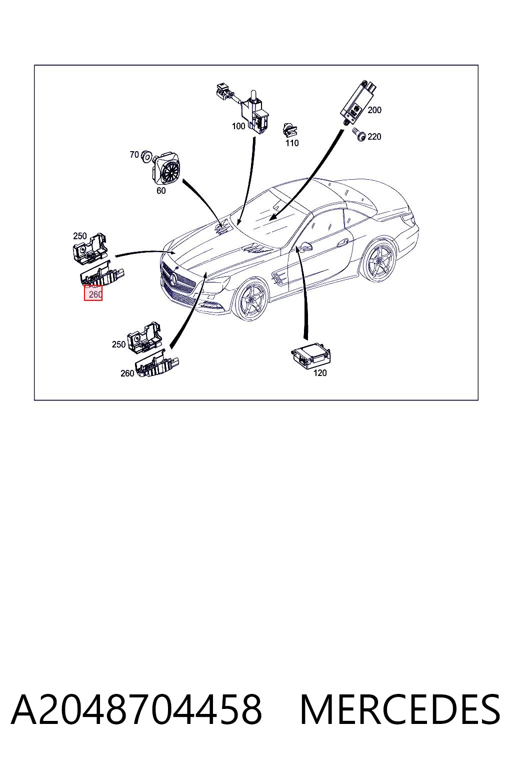 A2048704458 Mercedes Датчик відкриття капота