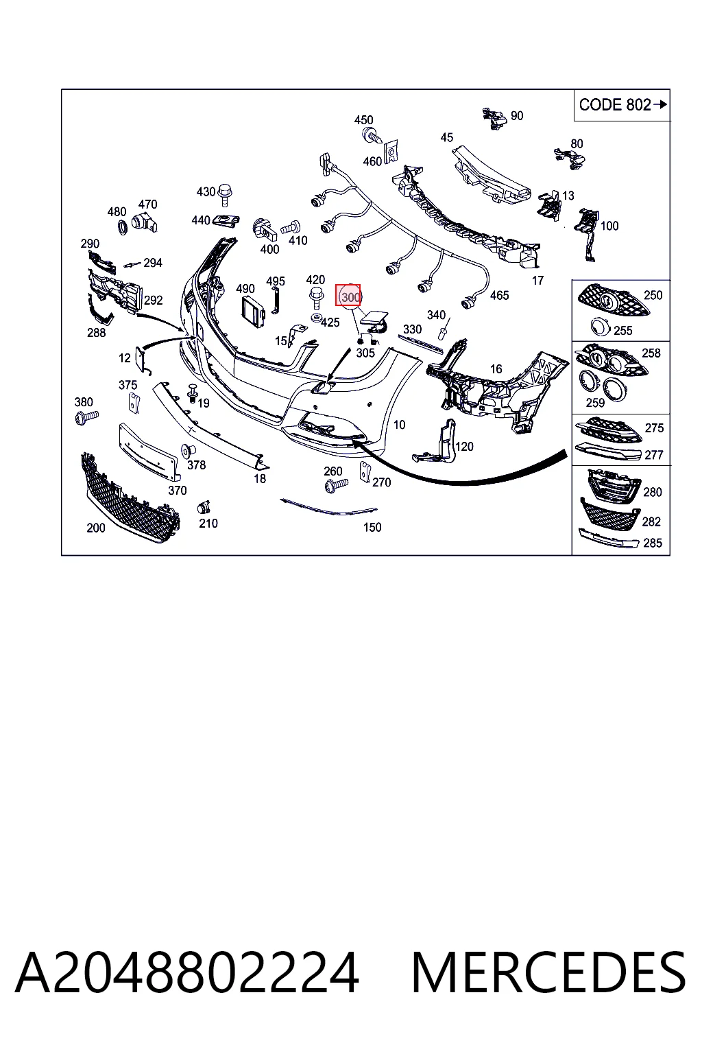 A2048802224 Mercedes Накладка форсунки омивача фари передньої