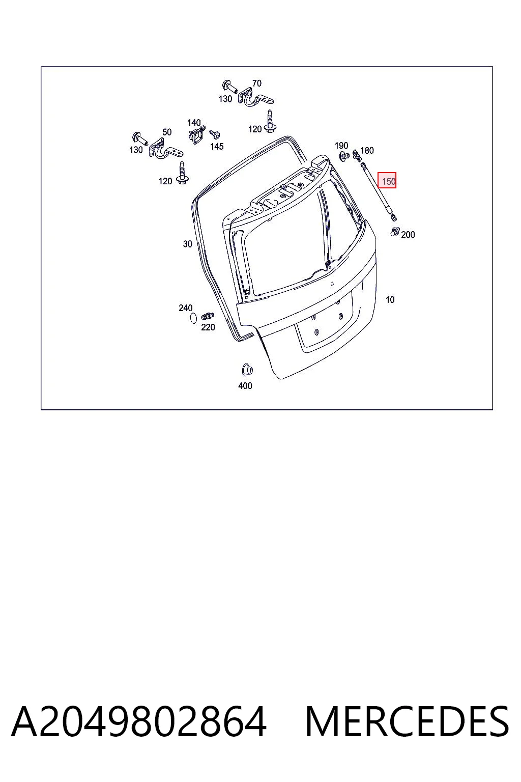 A2049802864 Mercedes Амортизатор кришки багажника / двері 3/5-ї задньої