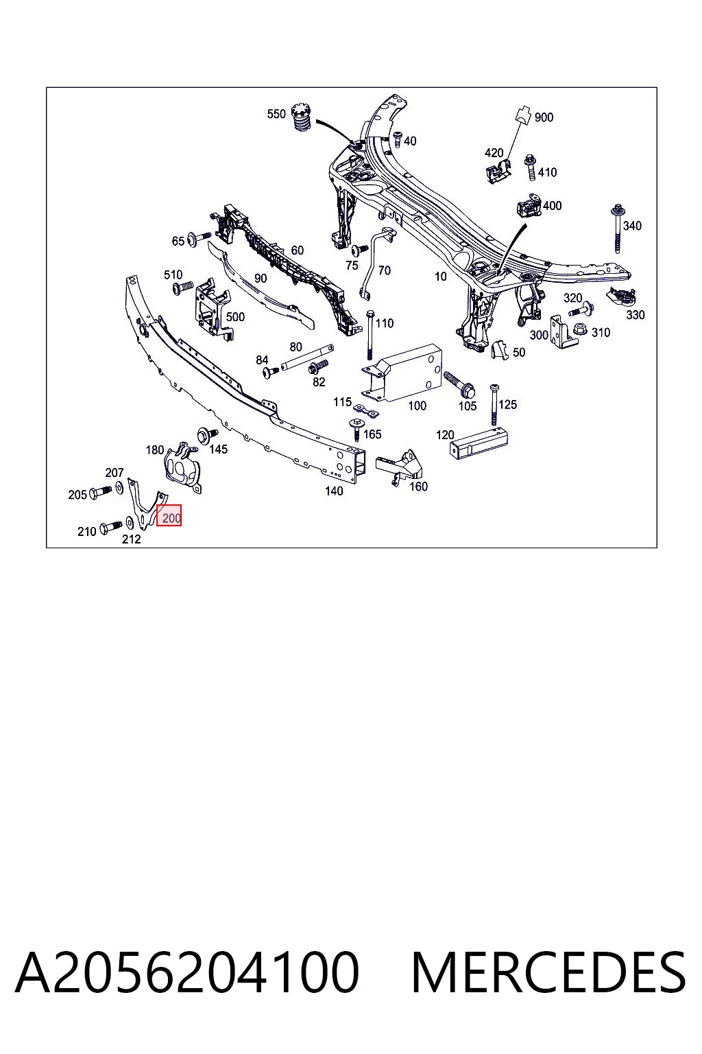 A2056204100 Mercedes Праве кріплення переднього бампера