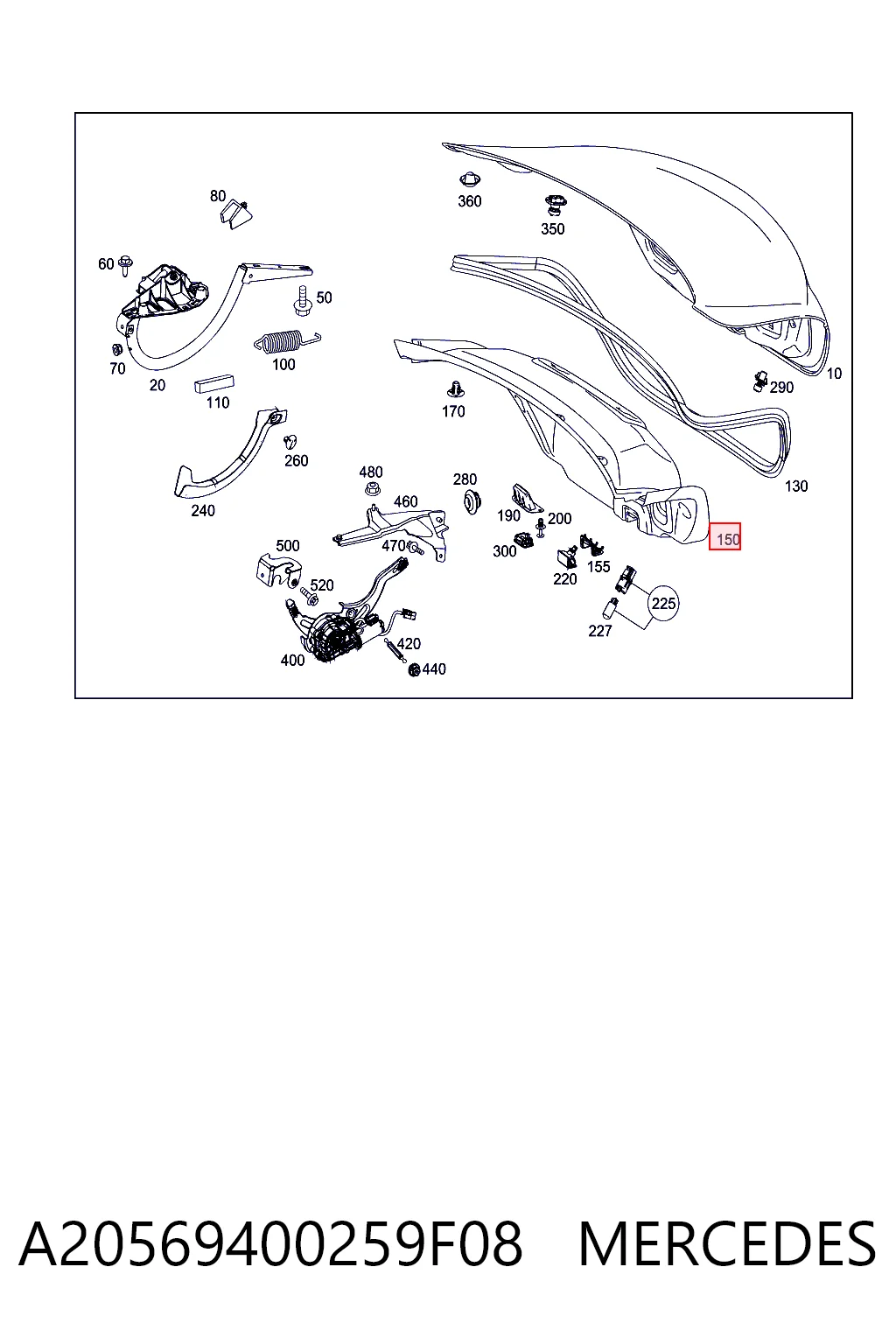 Обшивка-облицювання п'ятих дверей Mercedes A2056908504 ціна, від 29.79 USD