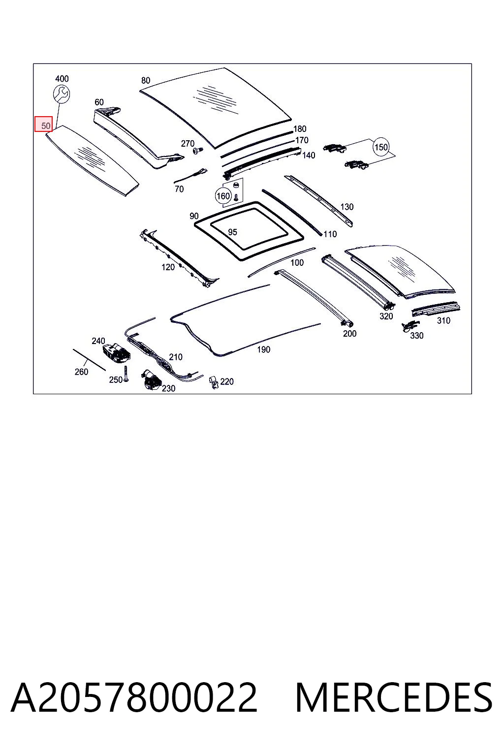 A2057800022 Mercedes Кришка люка даху передня
