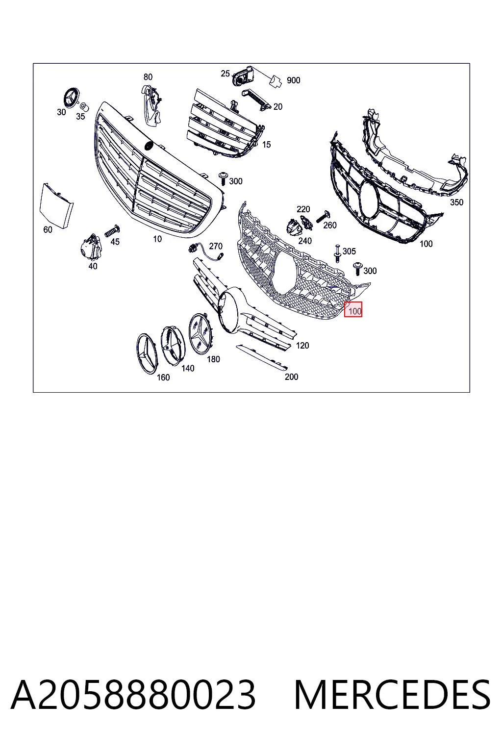 A2058880023 Mercedes Решітка радіатора