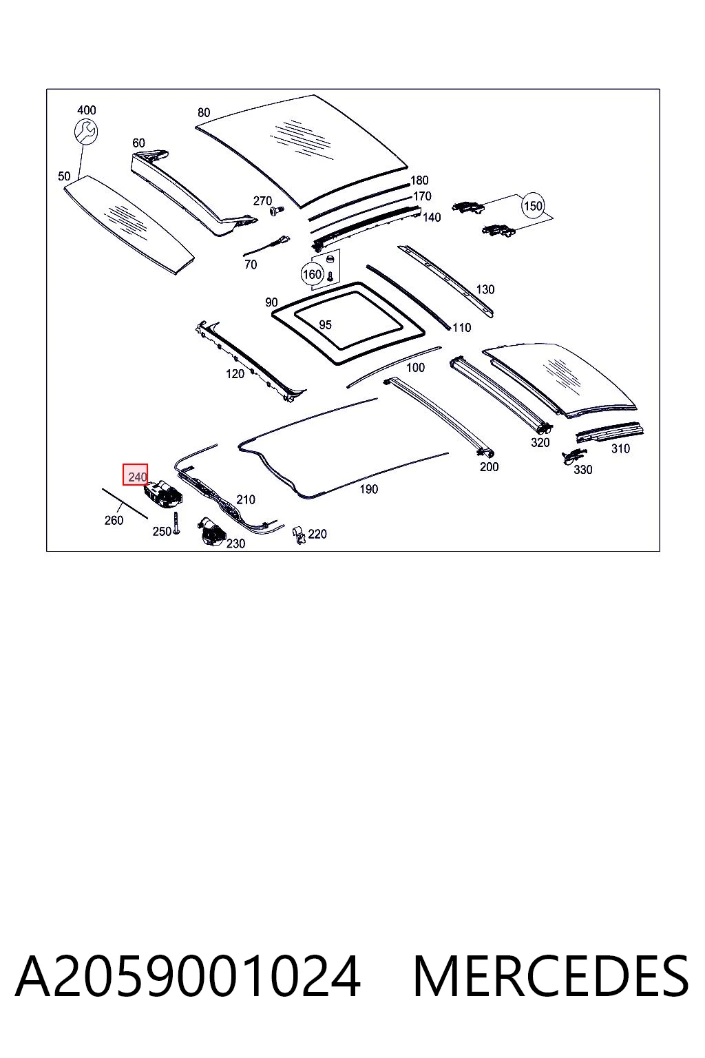 A2059001024 Mercedes Мотор приводу люка