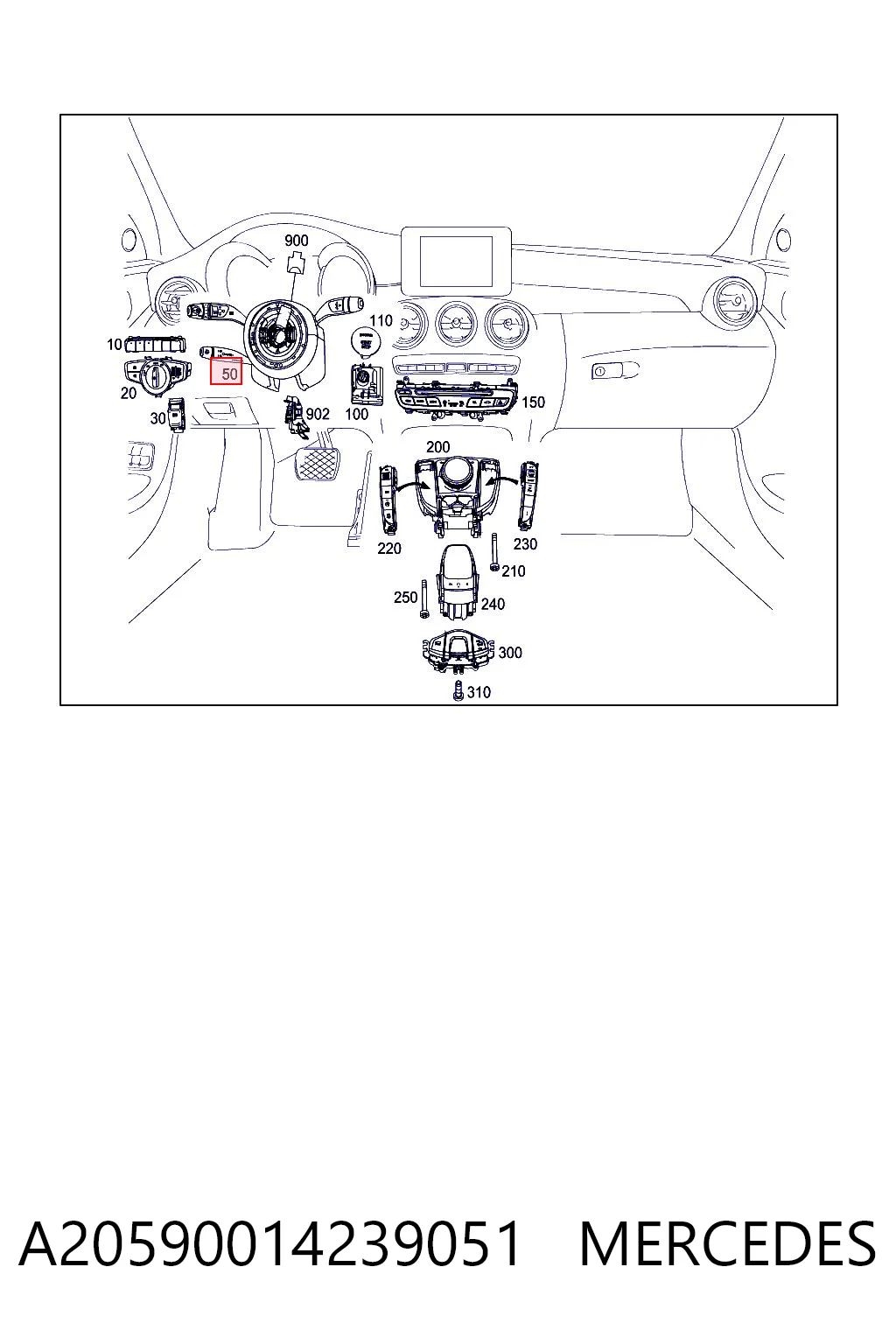 Перемикачі Mercedes A2059001423 ціна, від 351.29 USD