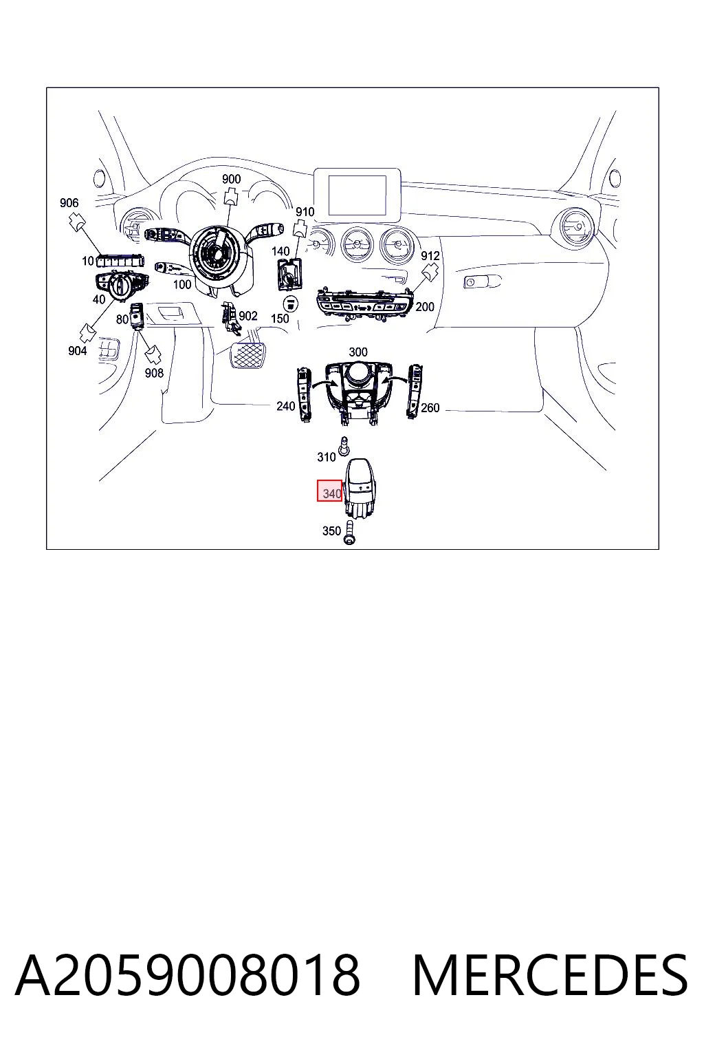 A2059008018 Mercedes Блок кнопок центральної консолі