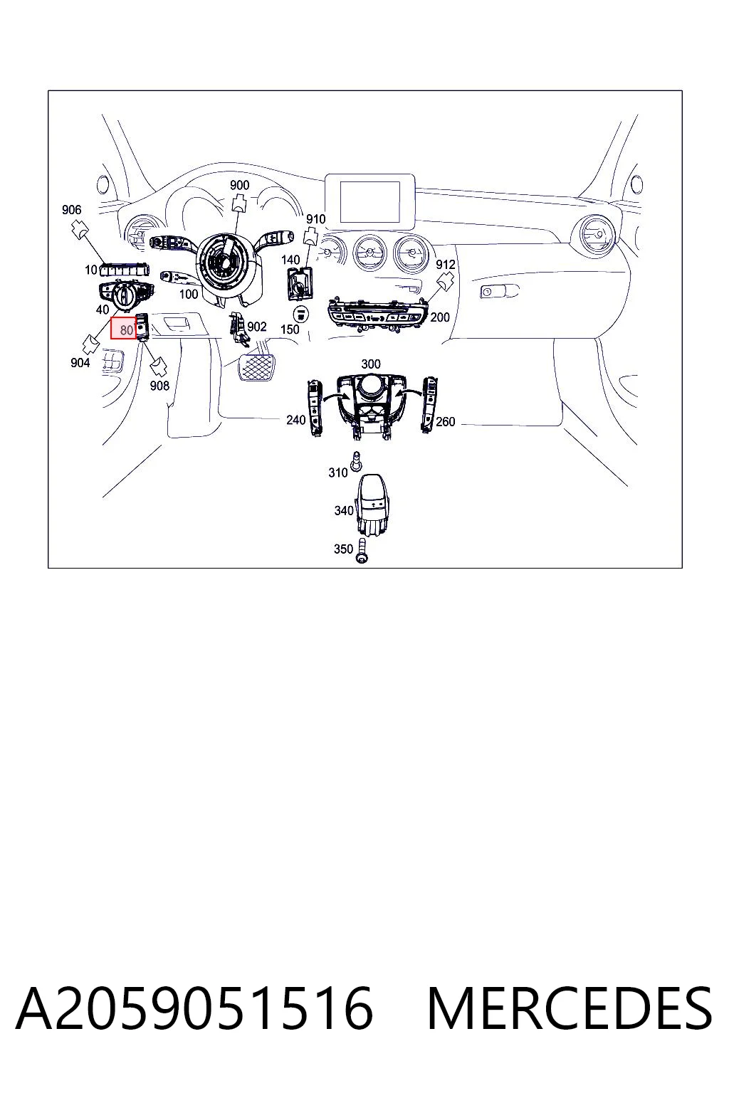 A2059051516 Mercedes Клавіша електромеханічного гальма стоянки