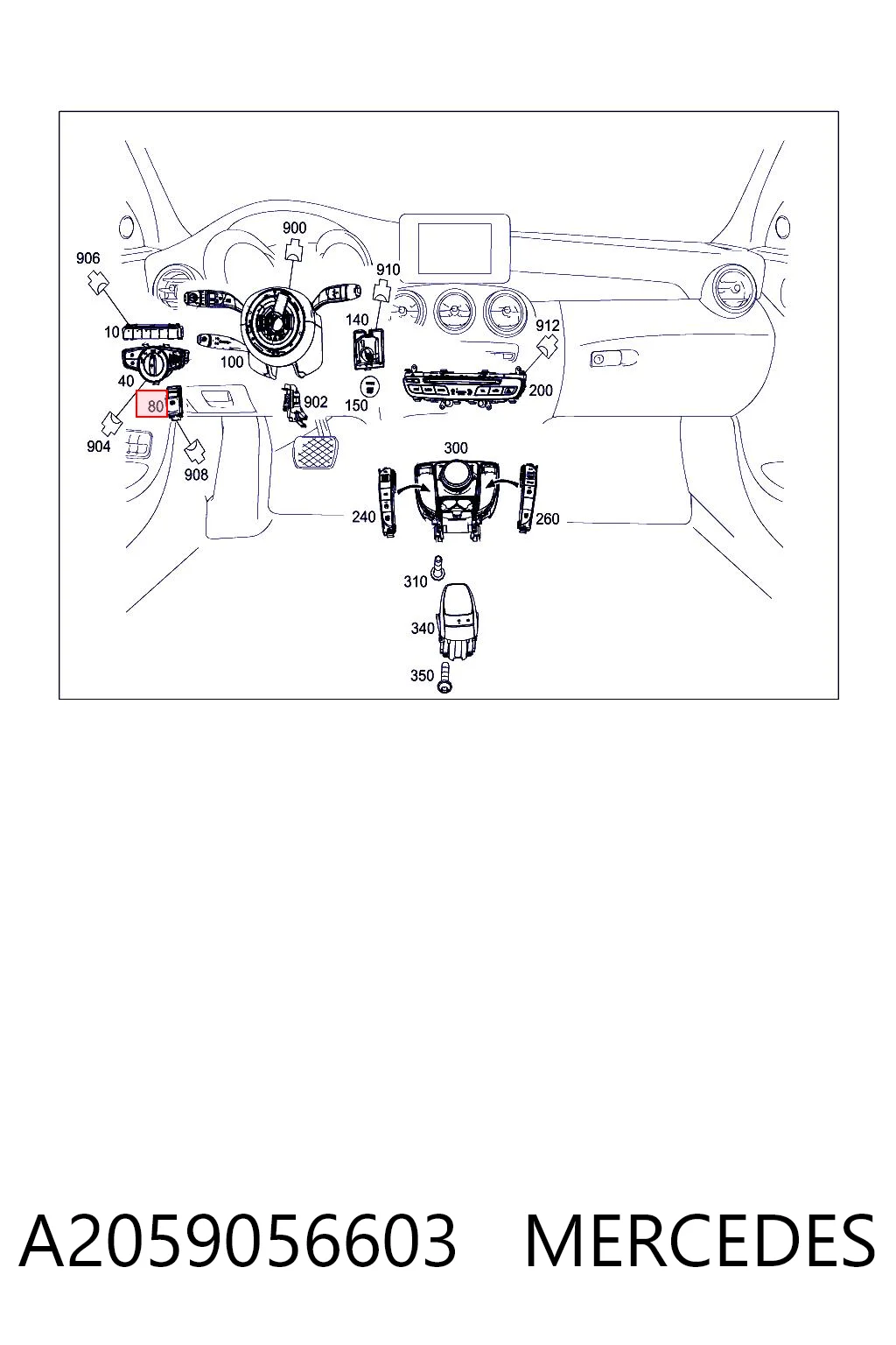 A2059056603 Mercedes Клавіша електромеханічного гальма стоянки