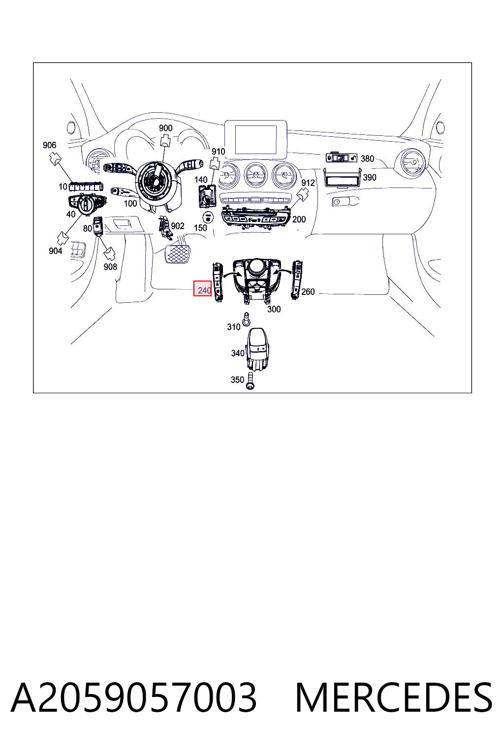 A2059057003 Mercedes Блок кнопок центральної консолі