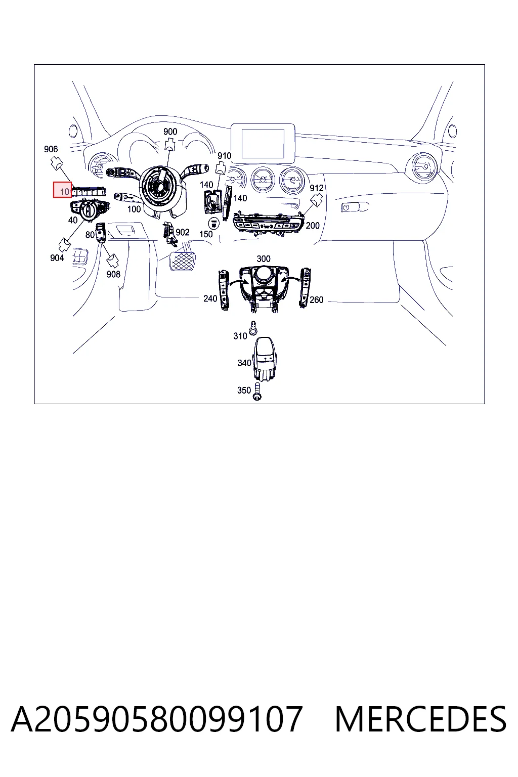 A2059058009 Mercedes Блок кнопок центральної консолі