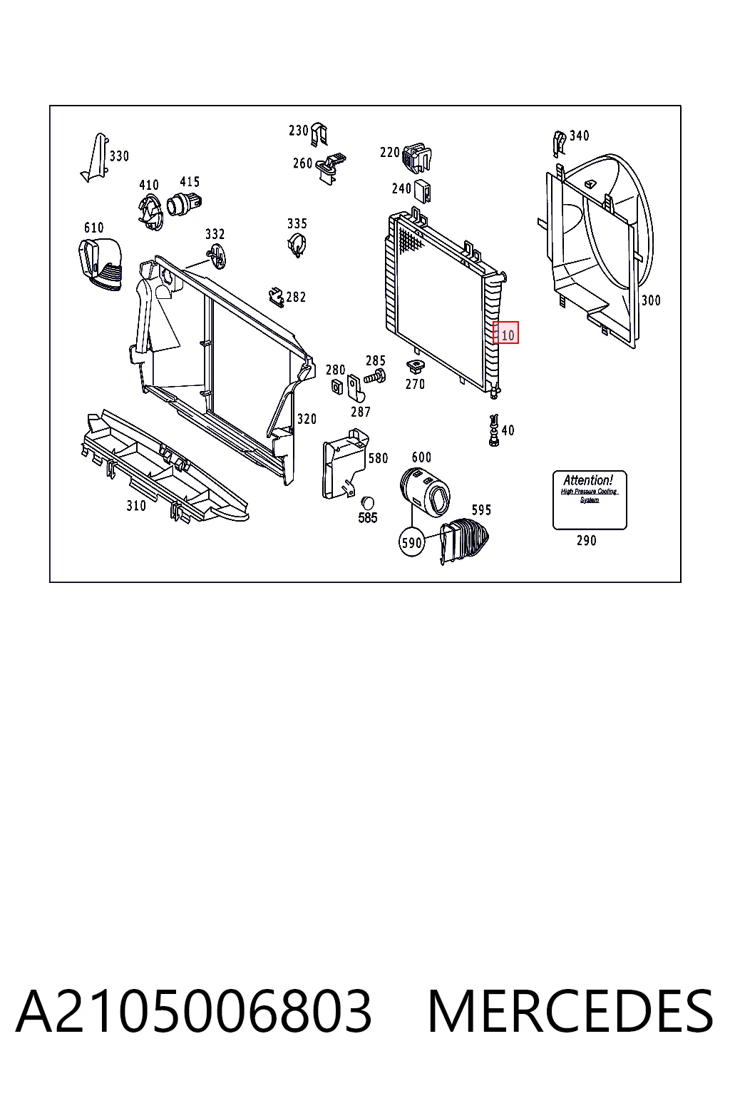 A2105006803 Mercedes Радіатор охолодження двигуна