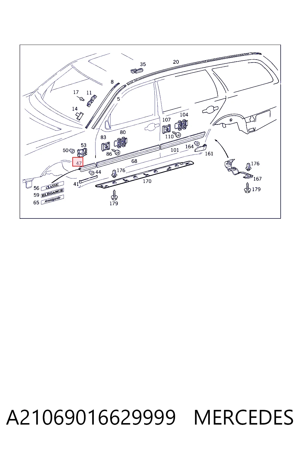  Mercedes A21069016629744 ціна, від 6.33 USD