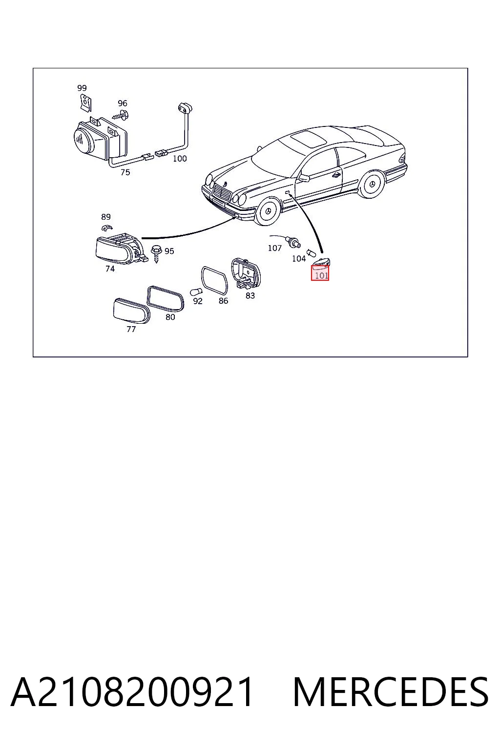 A2108200921 Mercedes Повторювач повороту в крило