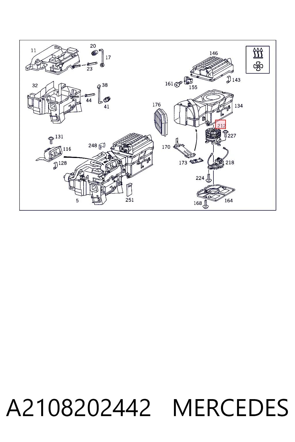 A2108202442 Mercedes Електромотор пічки