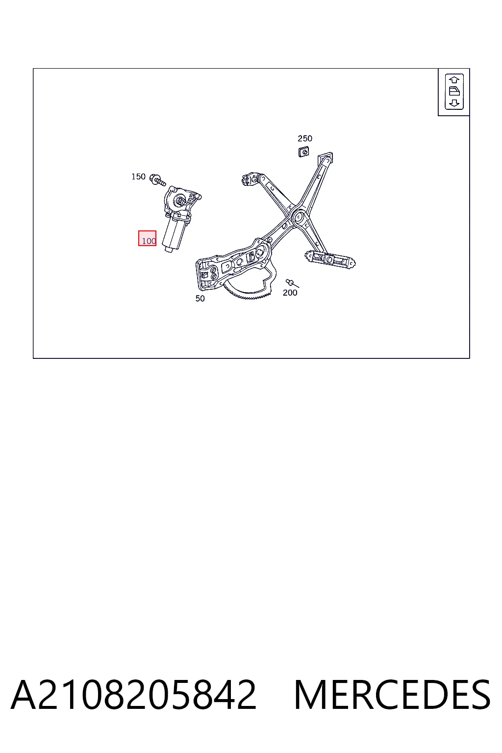 A2108205842 Mercedes Мотор склопідйомника дверей передніх, правих