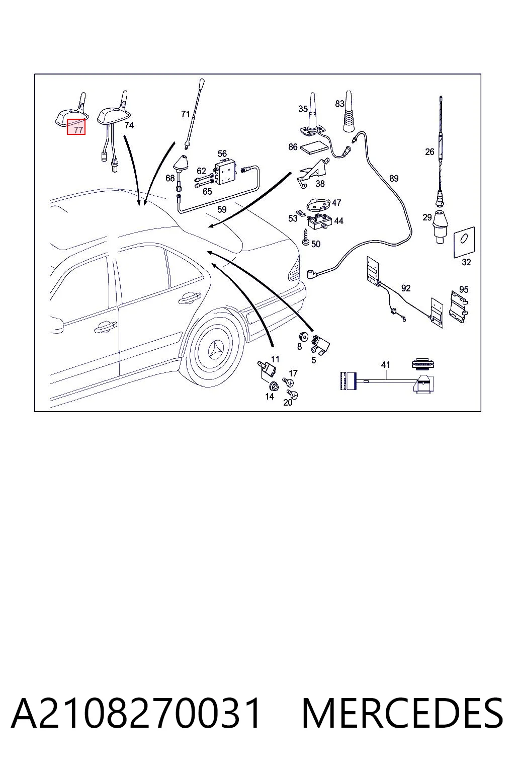 A2108270031 Mercedes Антена на дах