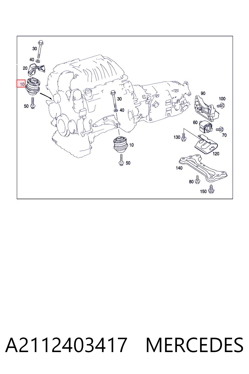 A2112403417 Mercedes Подушка (опора) двигуна, ліва/права