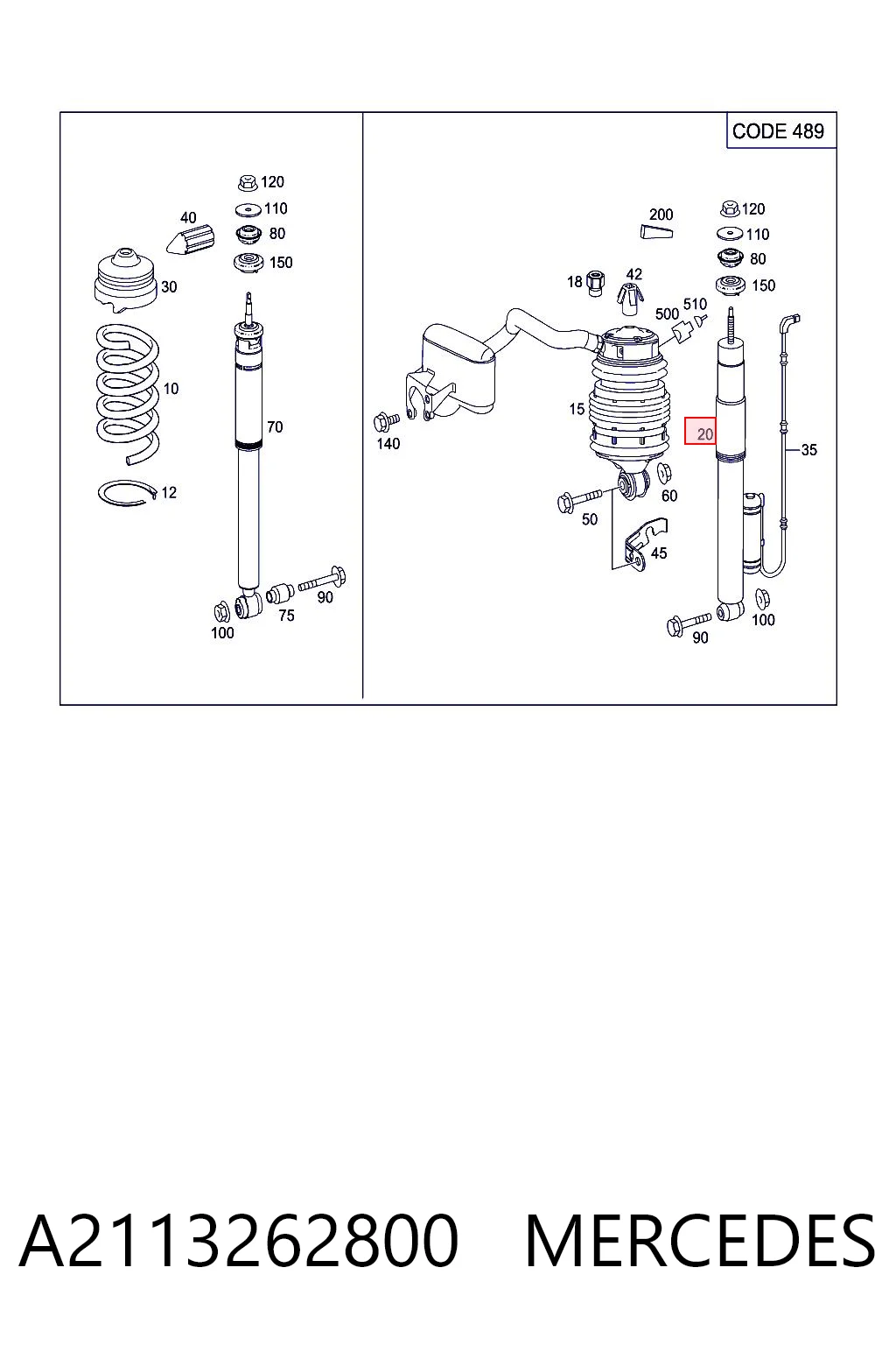 A2113262800 Mercedes Амортизатори задні