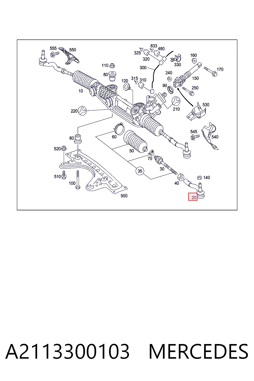 A2113300103 Mercedes Зовнішній наконечник рульової тяги
