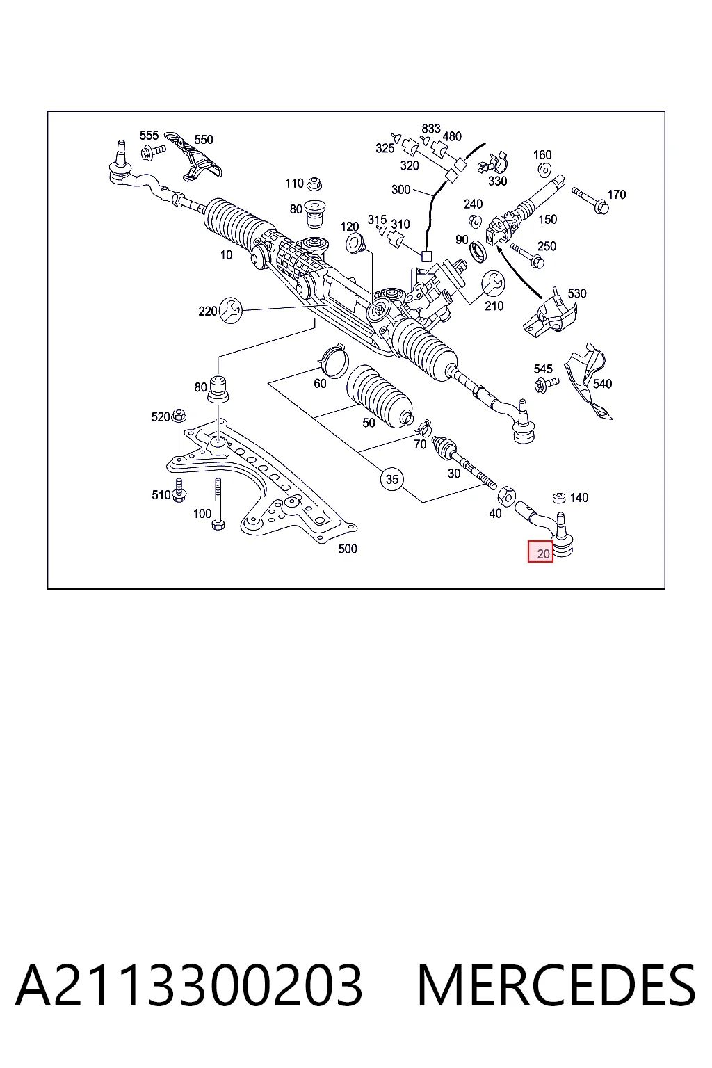 A2113300203 Mercedes Зовнішній наконечник рульової тяги
