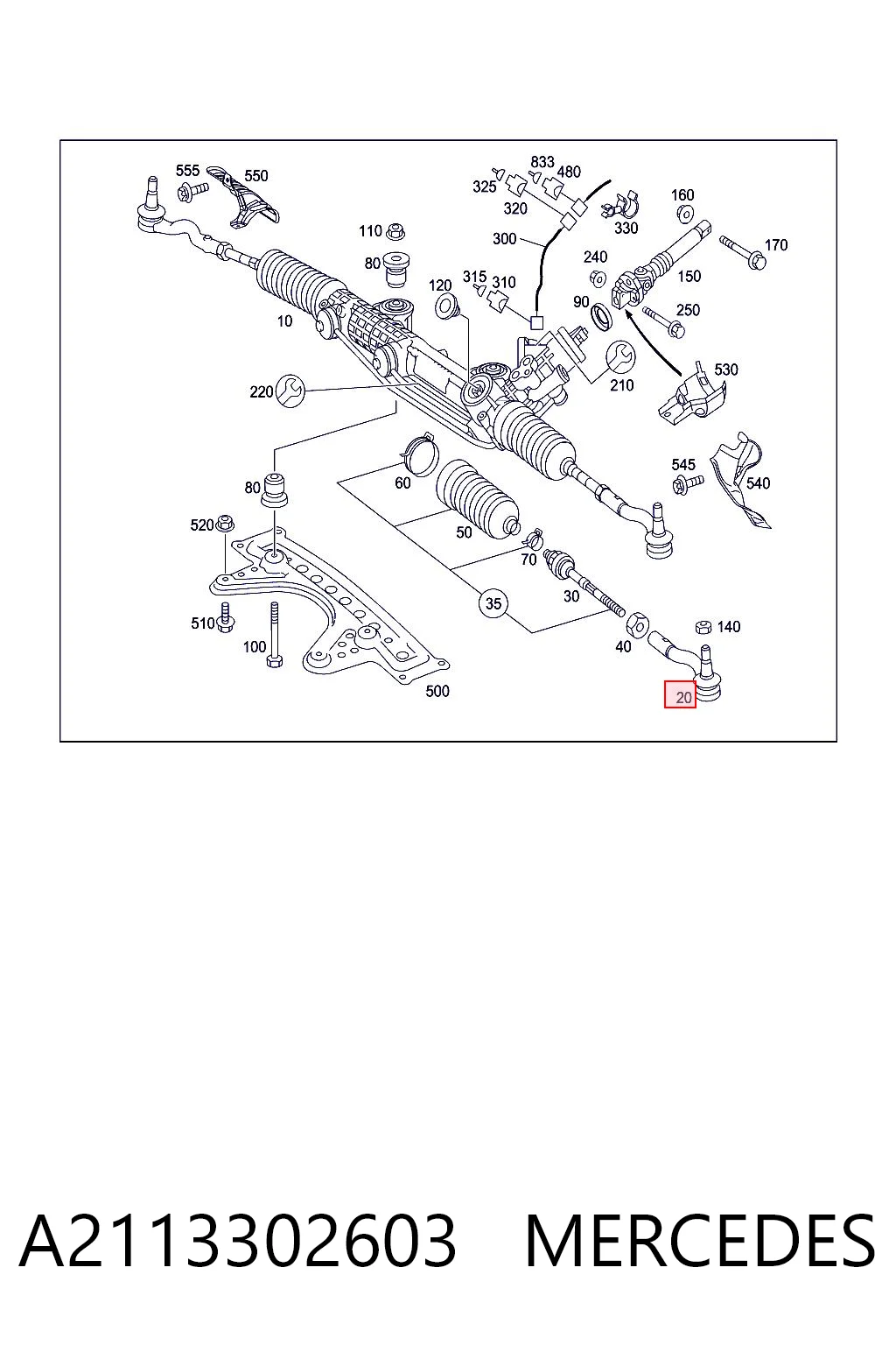 A2113302603 Mercedes Зовнішній наконечник рульової тяги