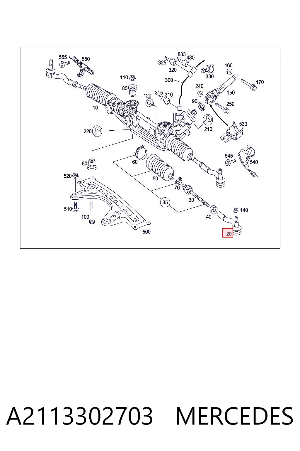 A2113302703 Mercedes Зовнішній наконечник рульової тяги