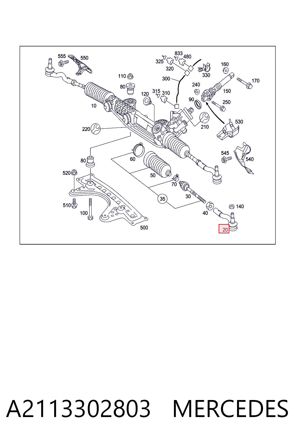 A2113302803 Mercedes Зовнішній наконечник рульової тяги