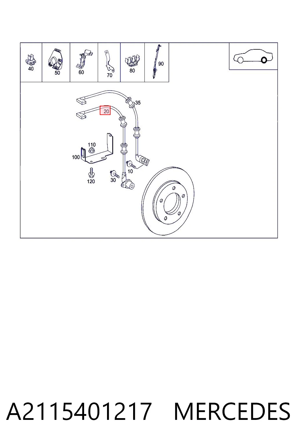 A2115401217 Mercedes Датчик АБС (ABS) задній
